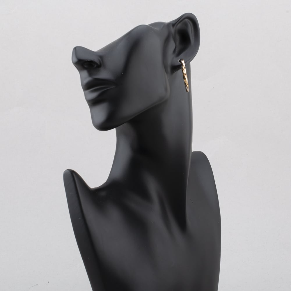 Pre-Owned 9ct Two Colour Gold 31mm Patterned Twist Hoop Earrings 41174035