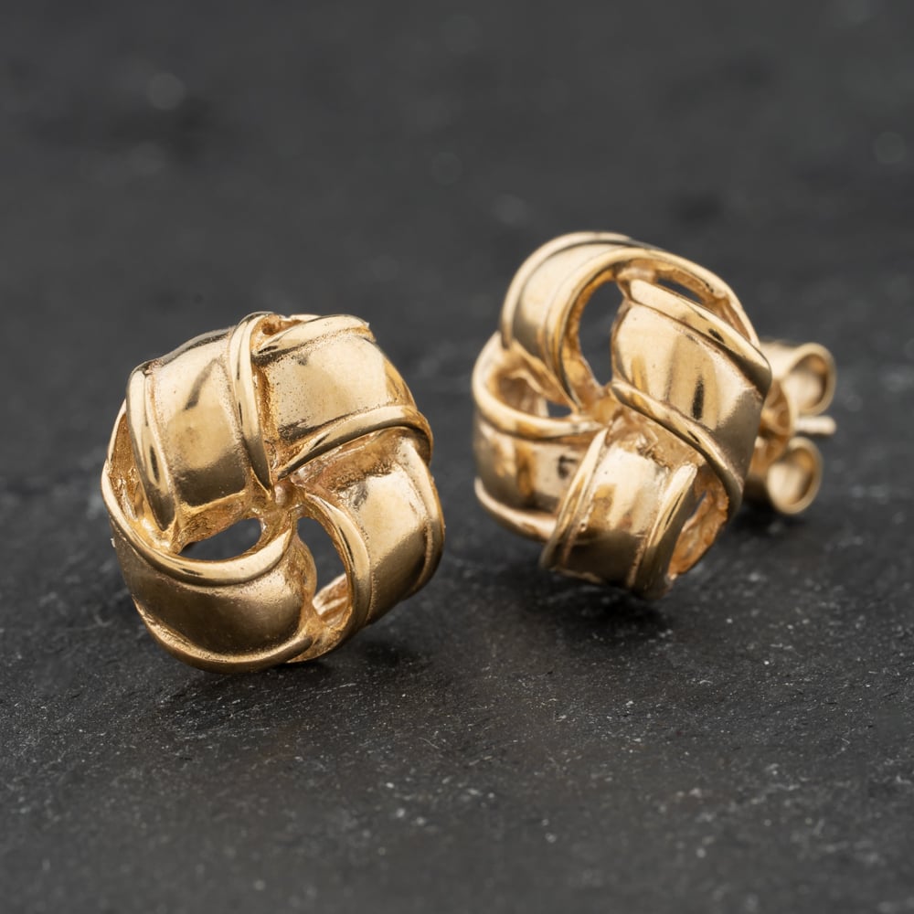 Pre-Owned 9ct Yellow Gold 12mm Knots Stud Earrings 41174072