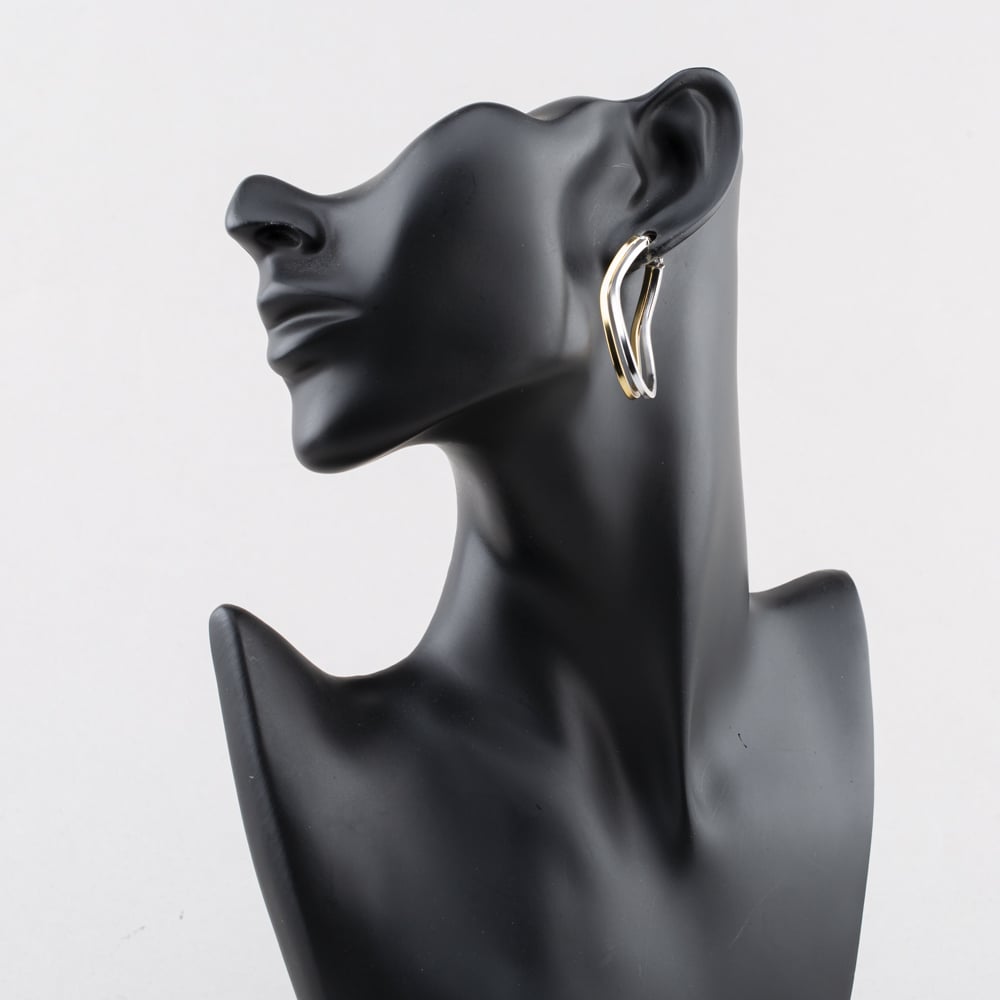Pre-Owned 9ct Two Colour Gold 41.7mm Double Creole Earrings 41174122