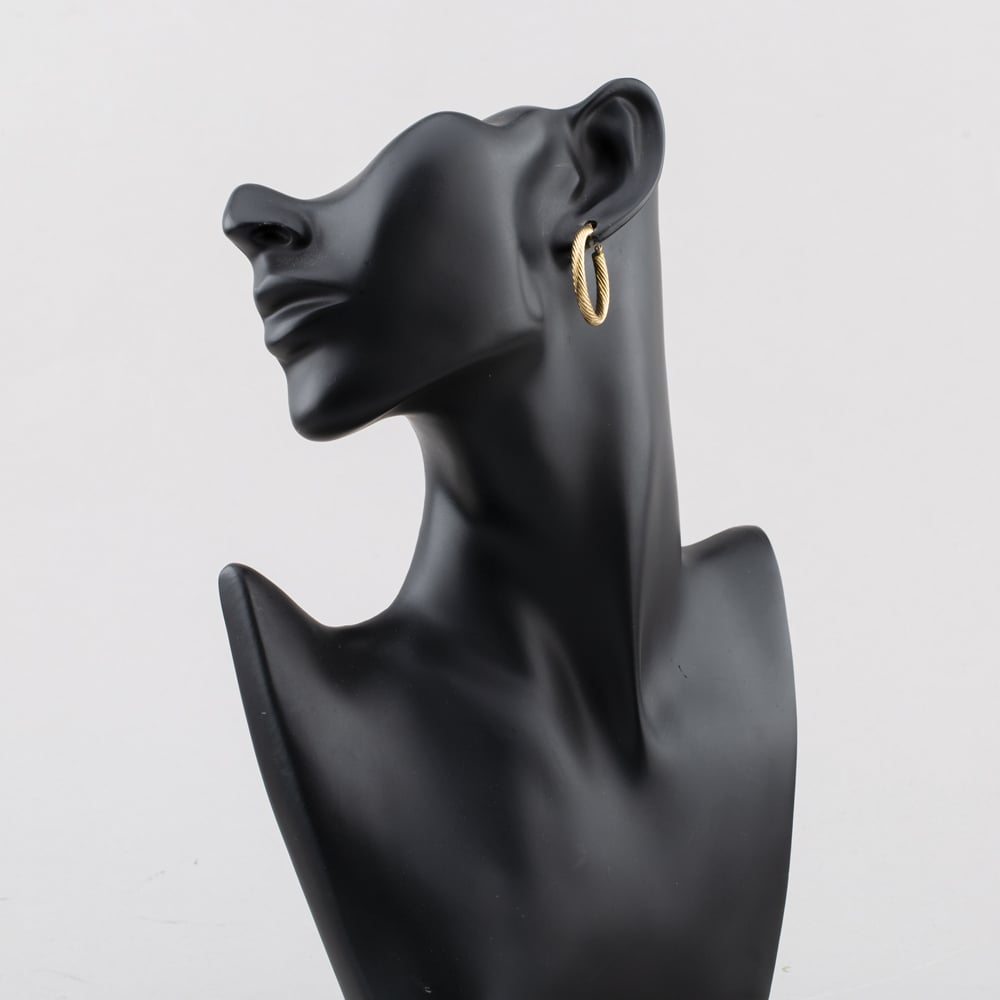 Pre-Owned Yellow Gold 23mm Ridge Textured Hoop Earrings 41174273