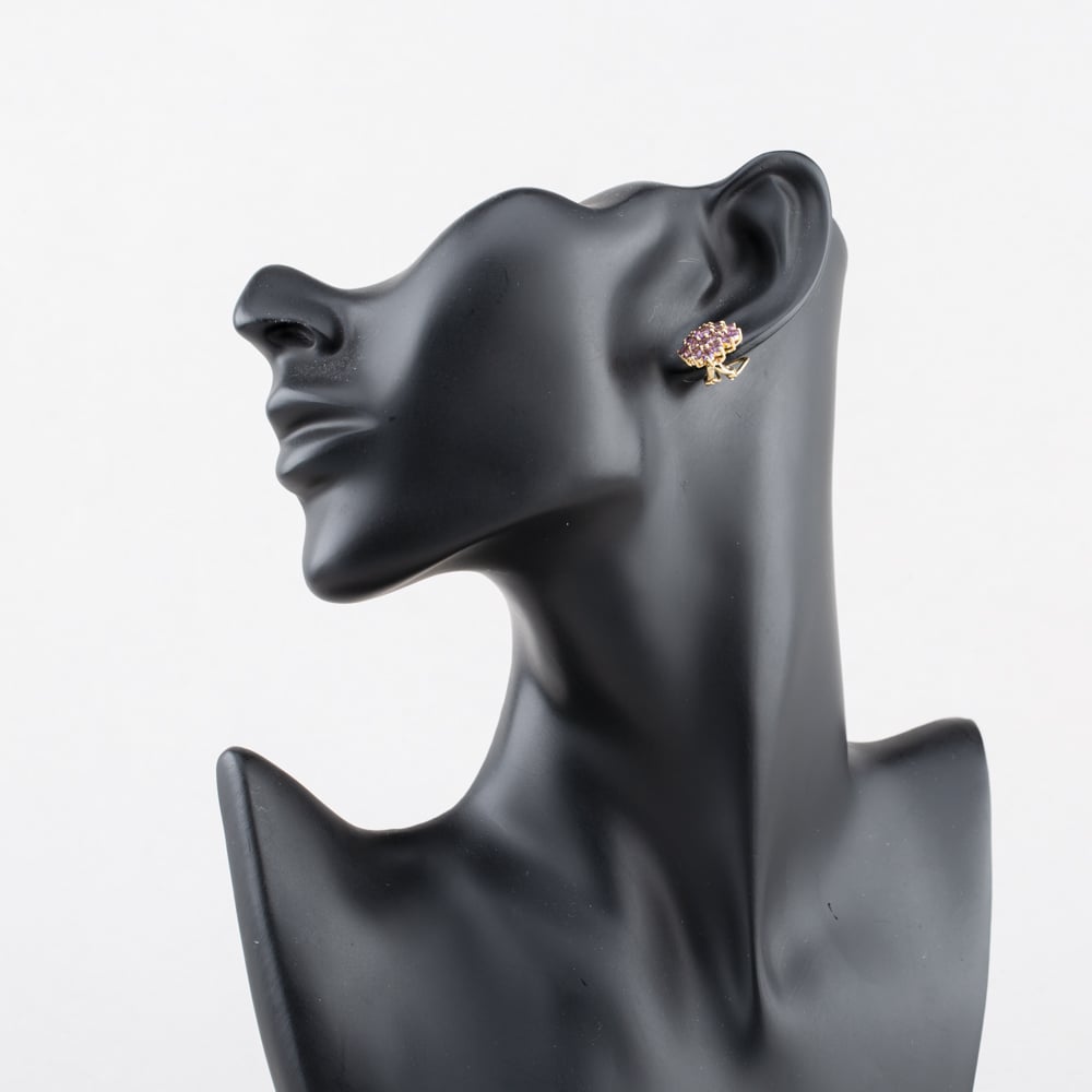 Pre-Owned 14ct Yellow Gold Amethyst Large Cluster Lever Back Fitment 14mm Stud Earrings 41174369