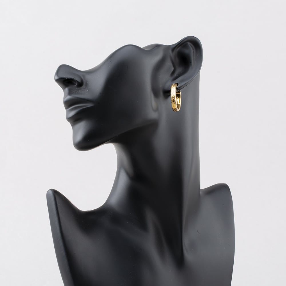 Pre-Owned Yellow Gold Patterned Oval 25mm Hoop Earrings 41174458