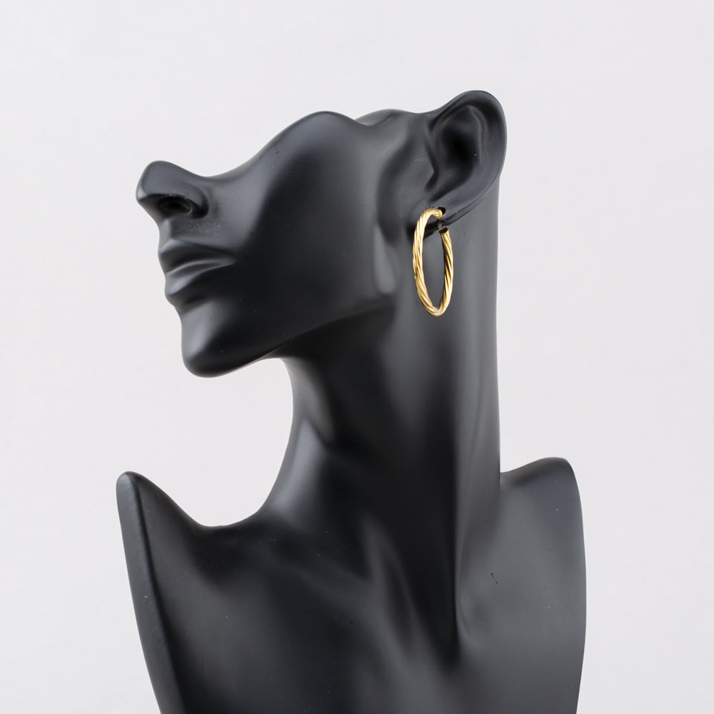 Pre-Owned 9ct Yellow Gold Twisted 37mm Hoop Earrings 41174464