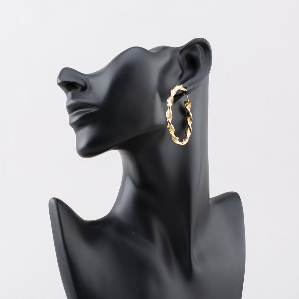 Pre-Owned 9ct Yellow Gold Large Twisted 47mm Hoop Earrings 41174467