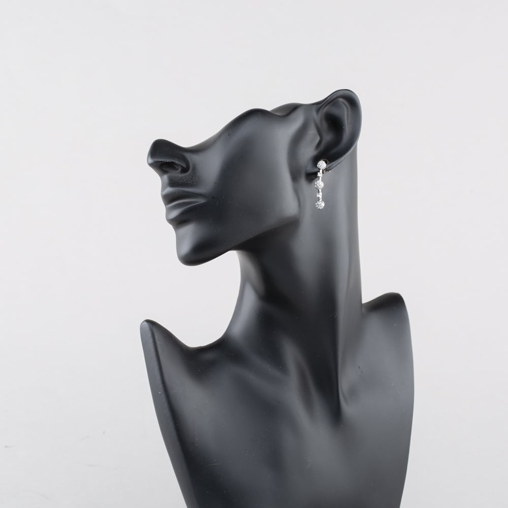 Pre-Owned 9ct White Gold Cubic Zirconia Triple Cluster 27mm Dropper Earrings 41174481
