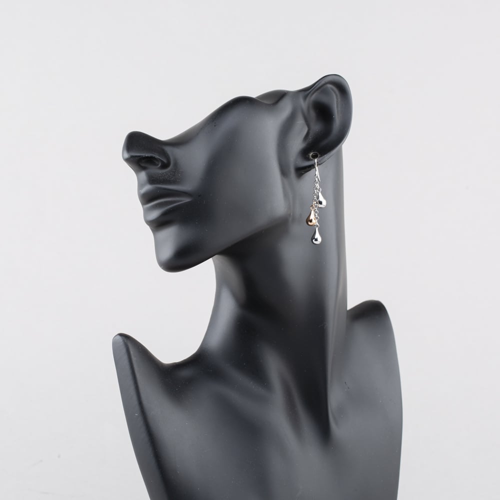Pre-Owned 9ct Two Colour Gold 44mm Graduated Tear Drop Dropper Earrings 41174497