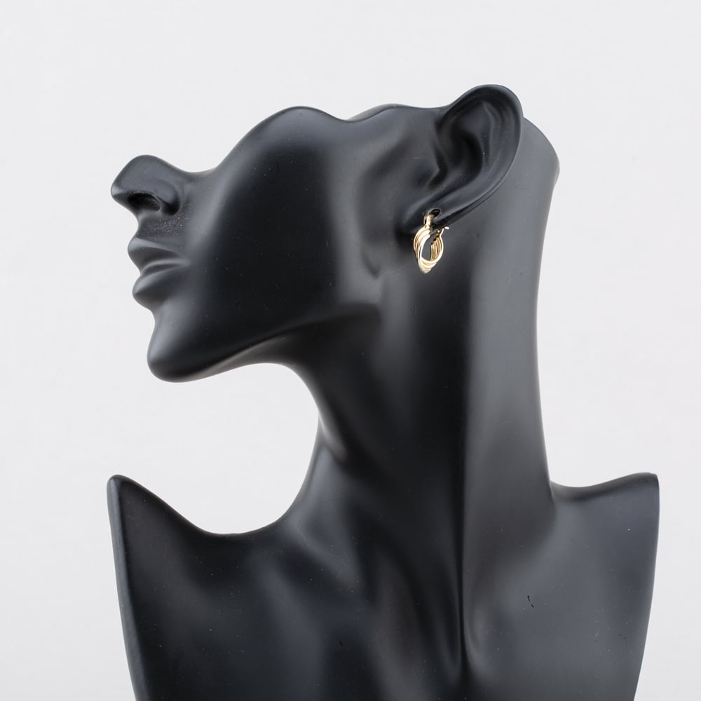 Pre-Owned Three Colour Gold 17mm Twist Hoop Earrings 41174505