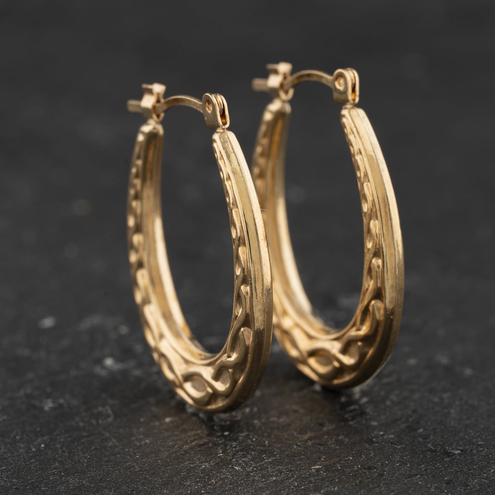 Pre-Owned Yellow Gold 23mm Celtic Pattern Creole Earrings 41174532