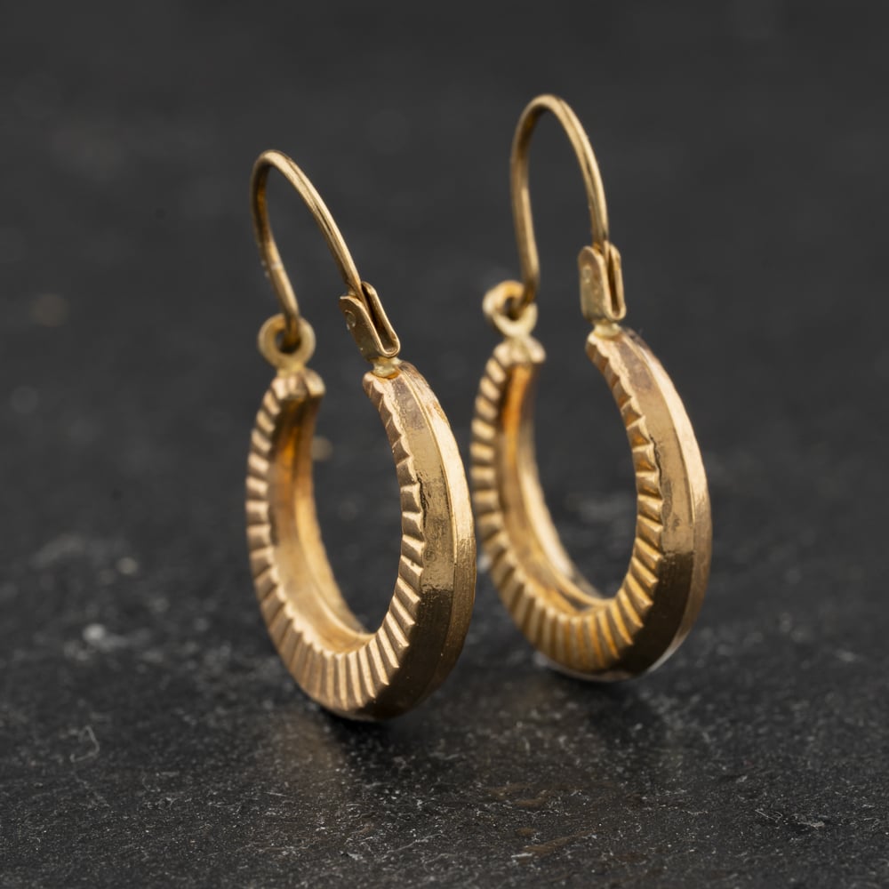 Pre-Owned Yellow Gold 20mm Small Patterned Creole Earrings 41174535