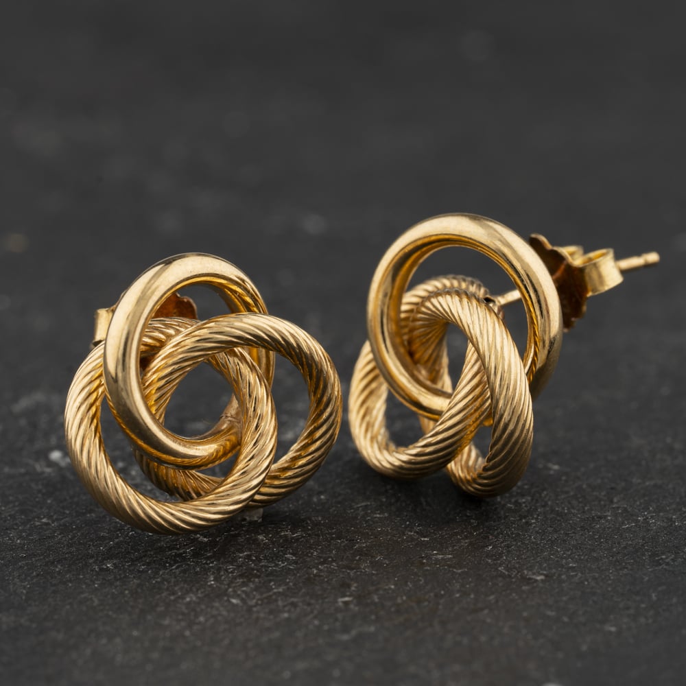Pre-Owned 9ct Yellow Gold 15mm Twist Stud Earrings 41174556