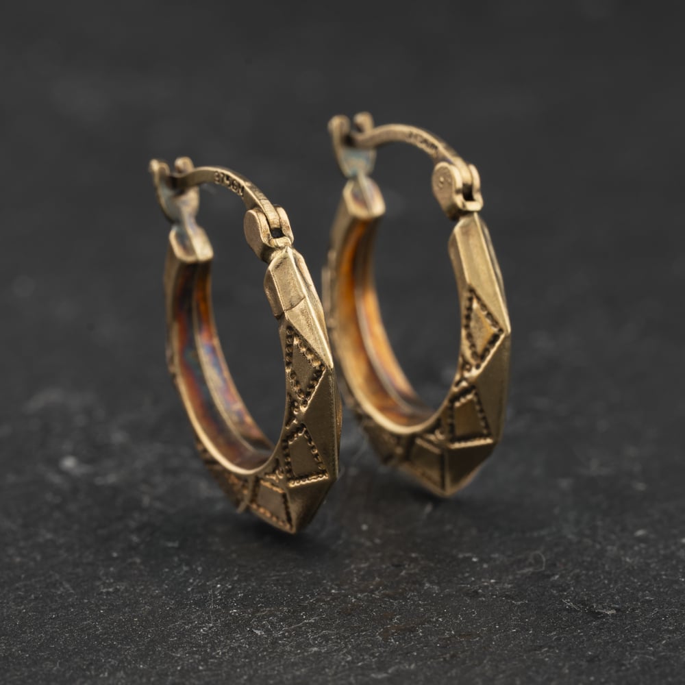 Pre-Owned Yellow Gold 18mm Patterned Creole Earrings 41174567