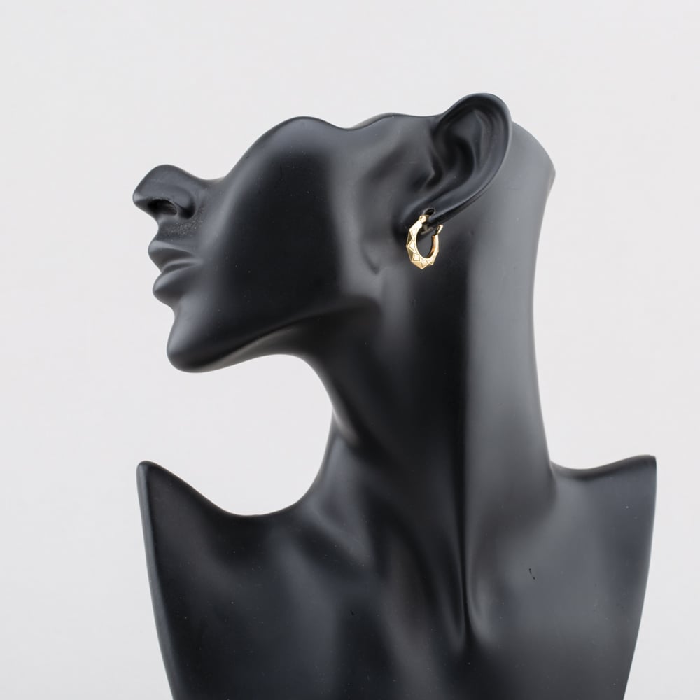 Pre-Owned Yellow Gold 18mm Patterned Creole Earrings 41174567