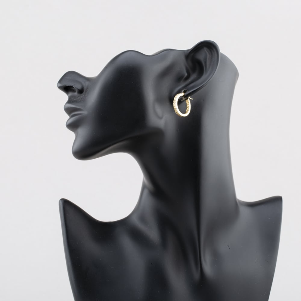 Pre-Owned Yellow Gold 20mm Patterned Hoop Earrings 41174573