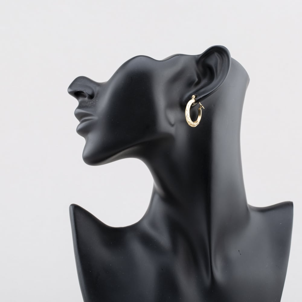 Pre-Owned Yellow Gold 22mm Patterned Creole Earrings 41174581