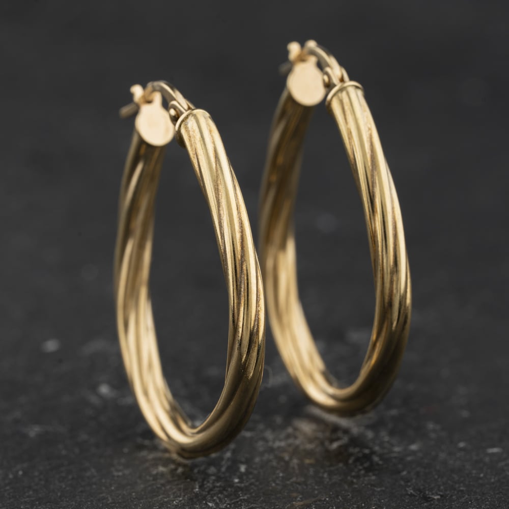 Pre-Owned Yellow Gold 28mm Twist Hoop Earrings 41174587