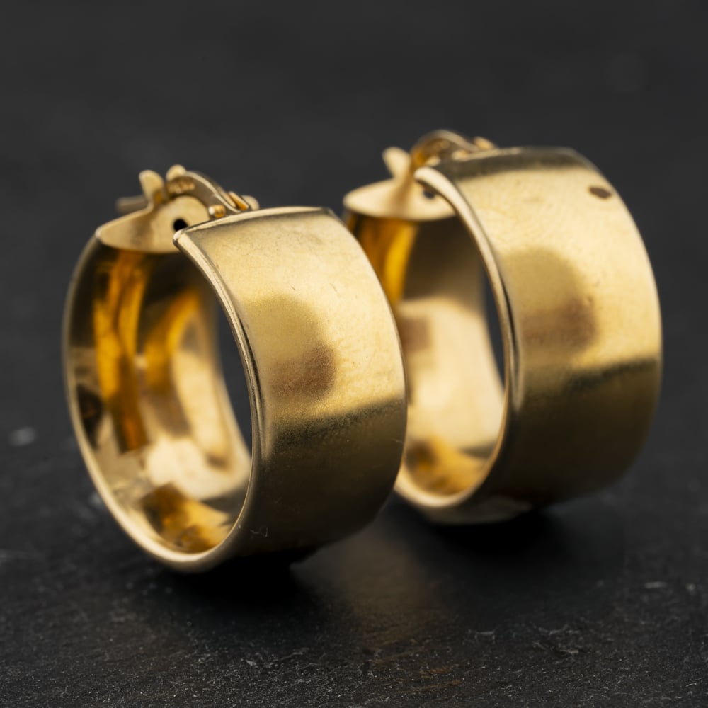 Pre-Owned 9ct Yellow Gold 21mm Wide Plain Hoop Earrings 41174590