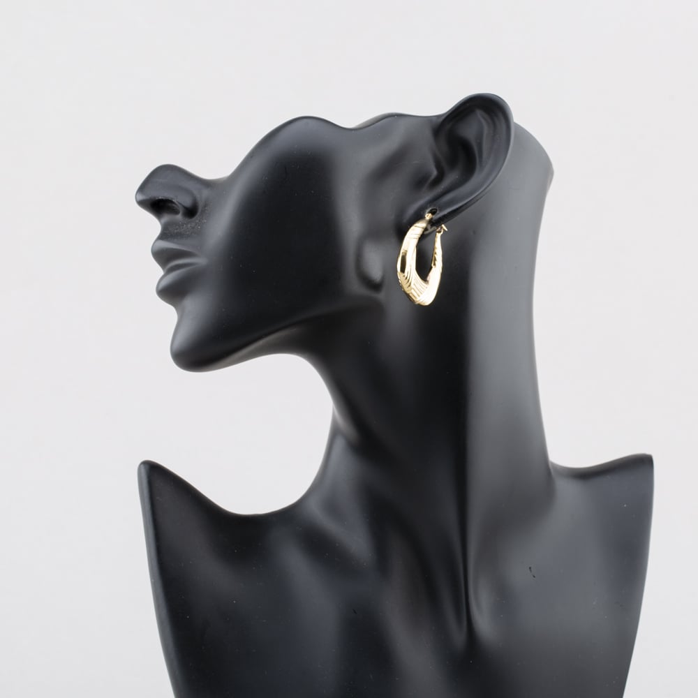 Pre-Owned 9ct Yellow Gold 32mm Patterned Creole Earrings 41174596
