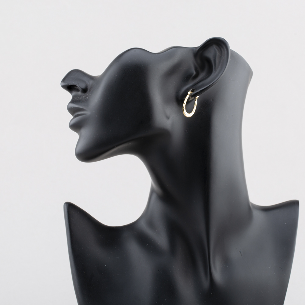 Pre-Owned Yellow Gold Oval Patterned Creole Earrings 41174627