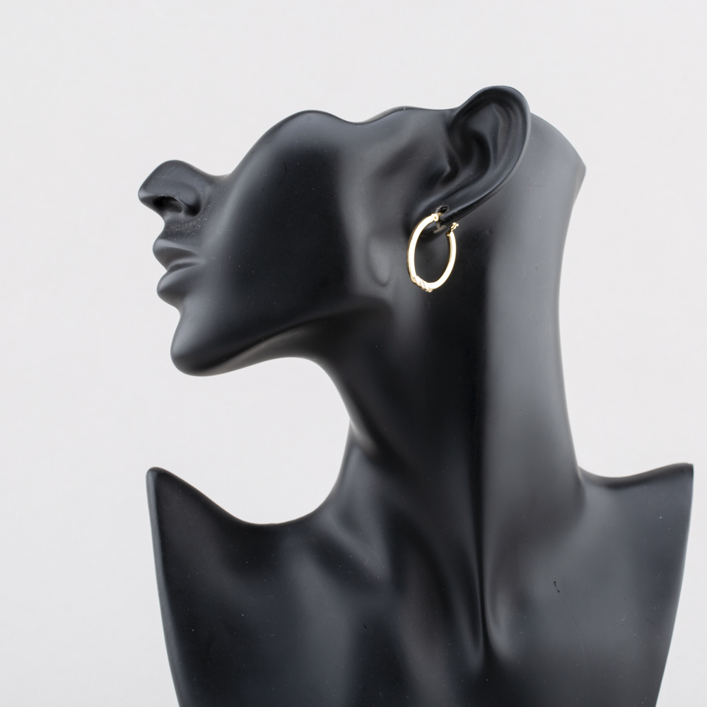 Pre-Owned Yellow Gold Patterned Oval Hoop Earrings 41174644