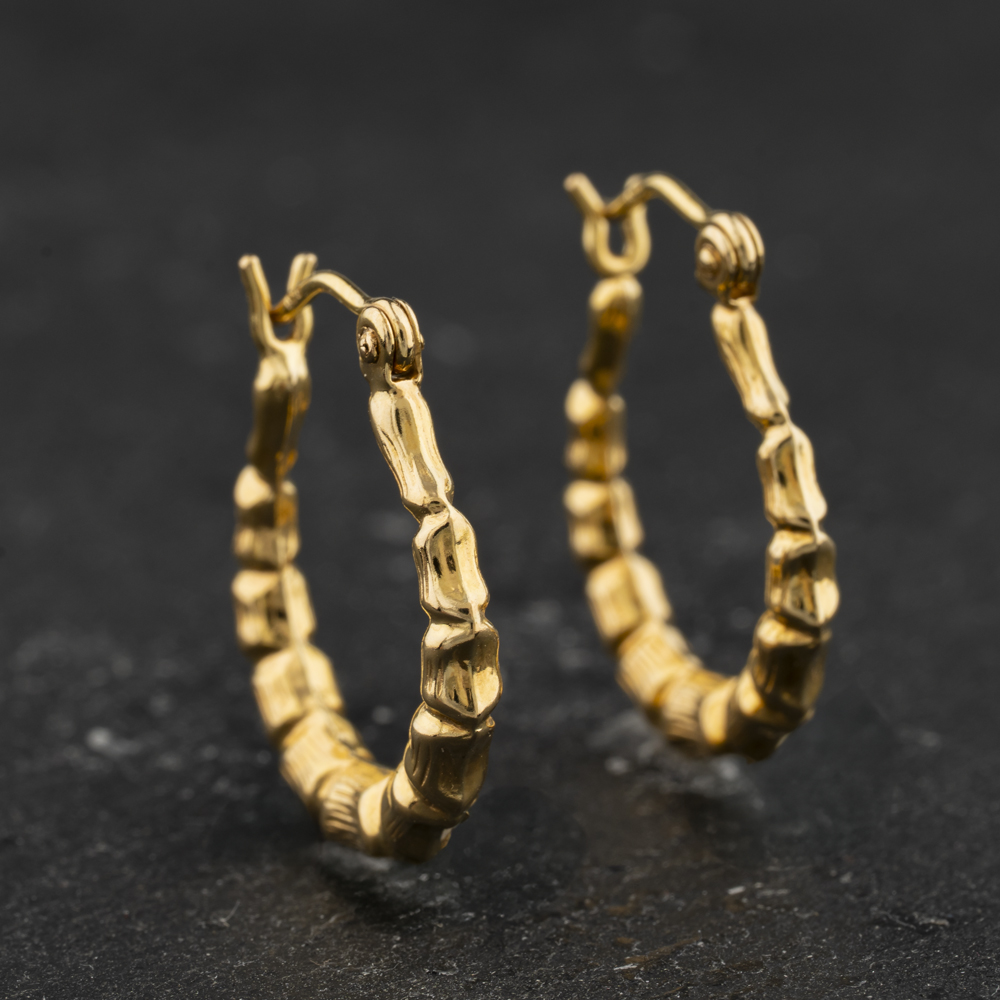 Pre-Owned Yellow Gold Bamboo Creole Earrings 41174648