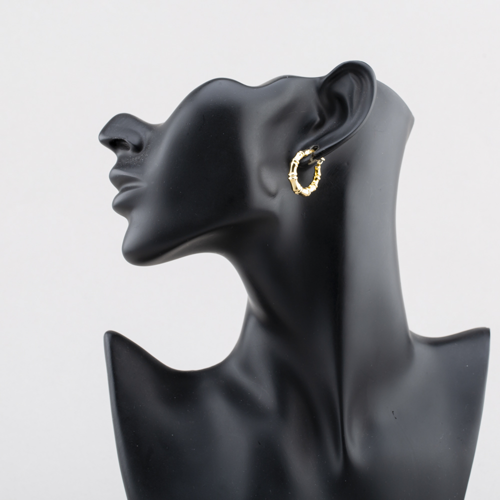 Pre-Owned 9ct Yellow Gold Bamboo Creole Earrings 41174649