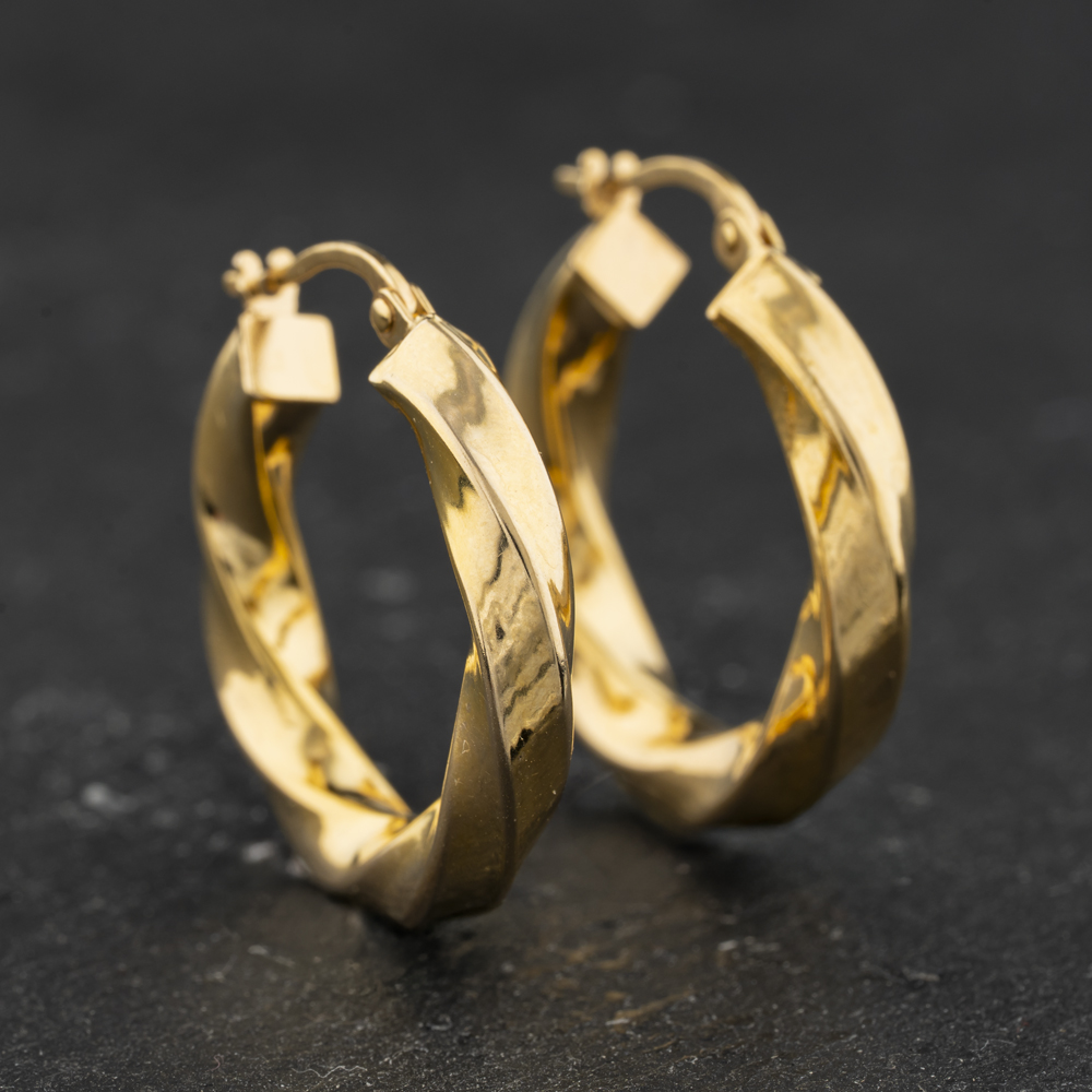 Pre-Owned Yellow Gold Twisted Hoop Earrings 41174654