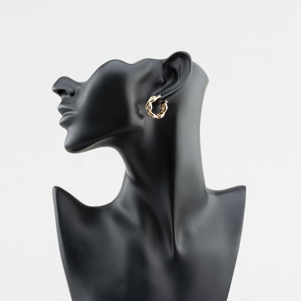 Pre-Owned 9ct Yellow Gold 22mm Two Row Wave Hoop Earrings 41174658