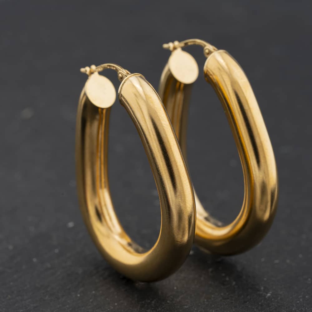 Pre-Owned 9ct Yellow Gold 38mm Plain Hoop Earrings 41174661