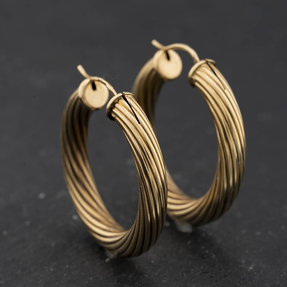Pre-Owned 9ct Yellow Gold 30mm Twist Hoop Earrings 41174664