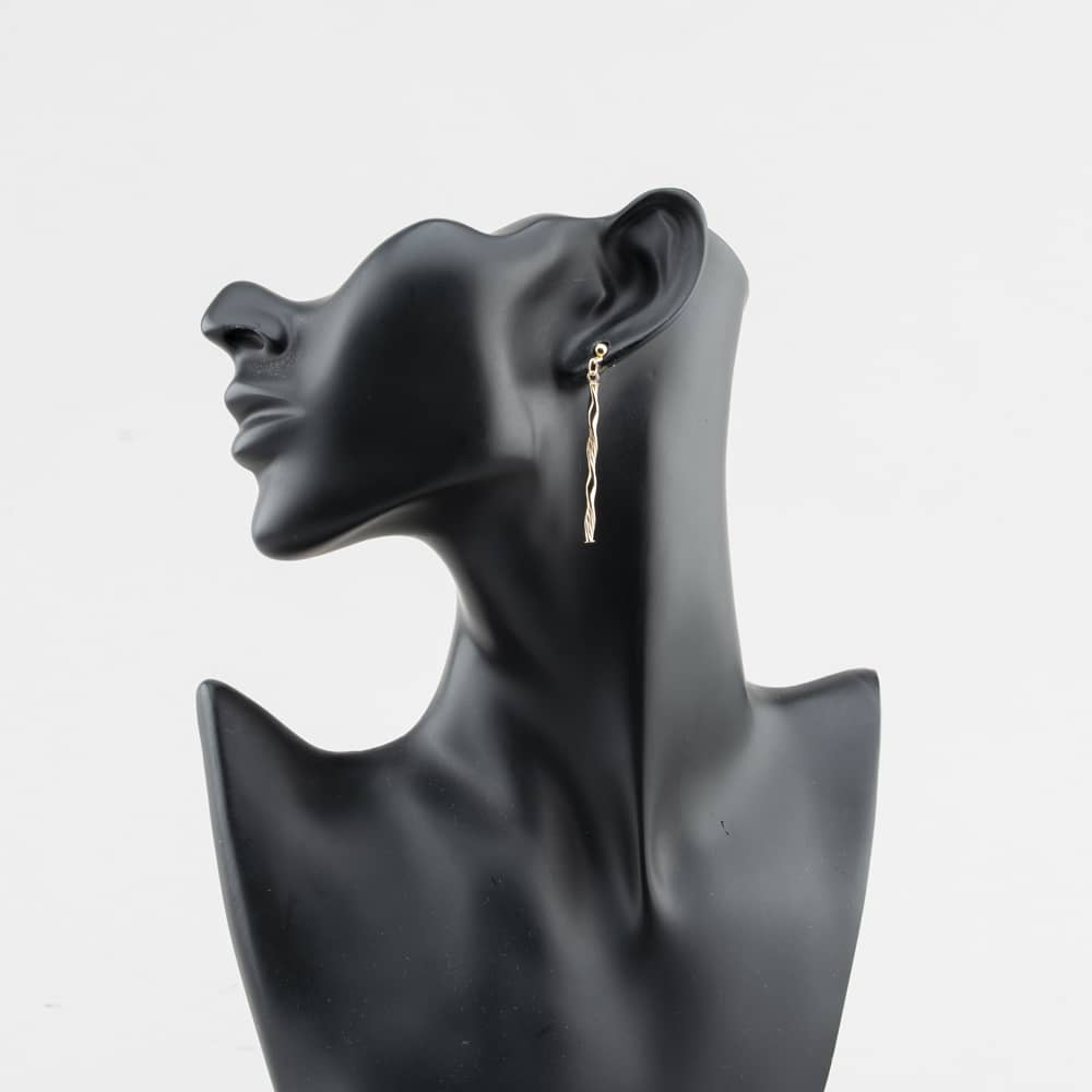 Pre-Owned Yellow Gold 53mm Long Bar Twist Dropper Earrings 41174667