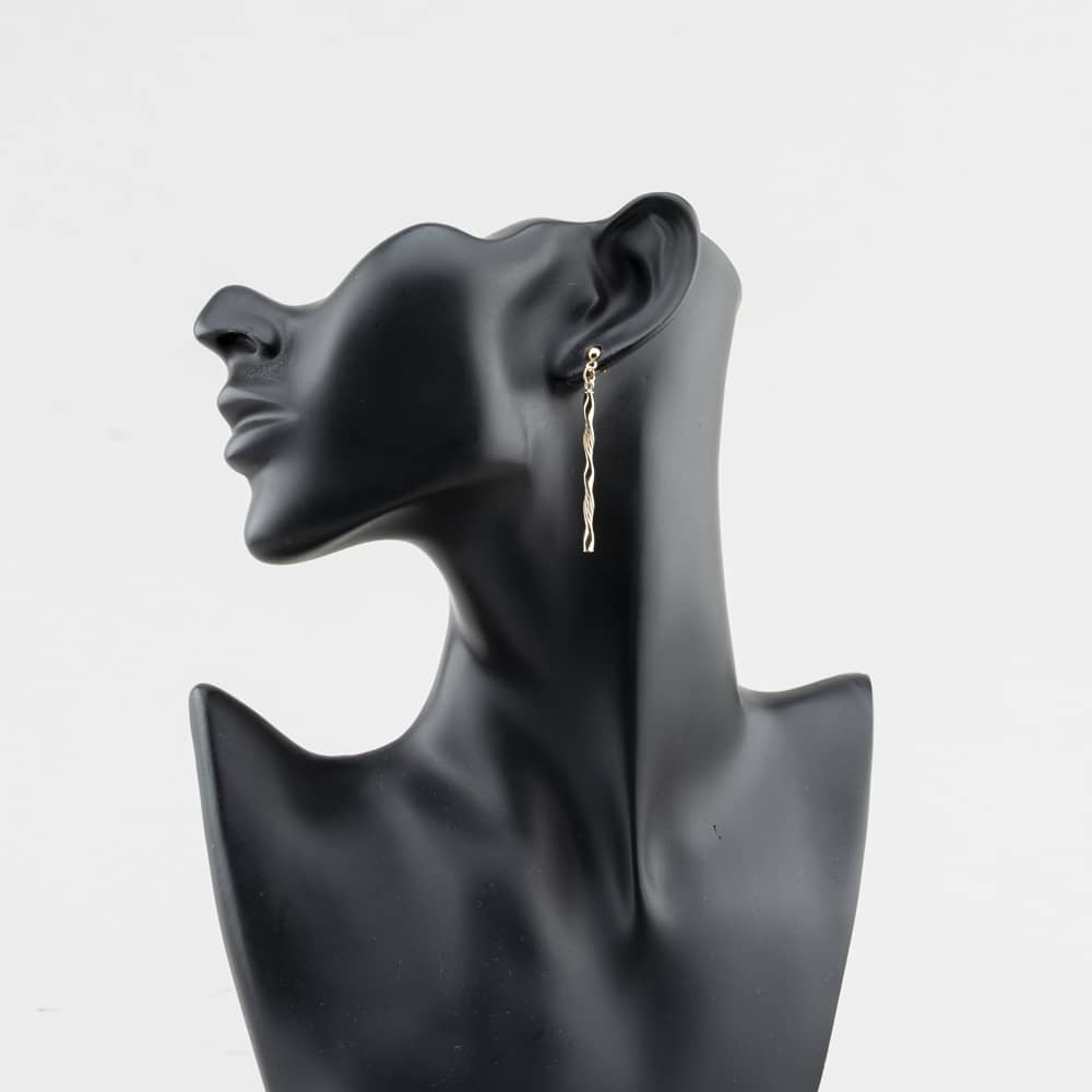 Pre-Owned Yellow Gold 52mm Long Bar Twist Dropper Earrings 41174668