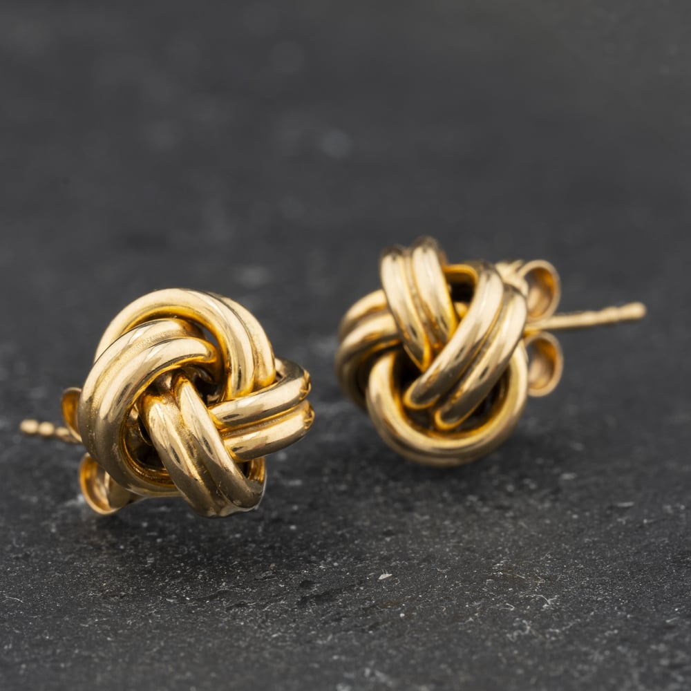 Pre-Owned 9ct Yellow Gold 8.9mm Wool Knot Stud Earrings 41174682