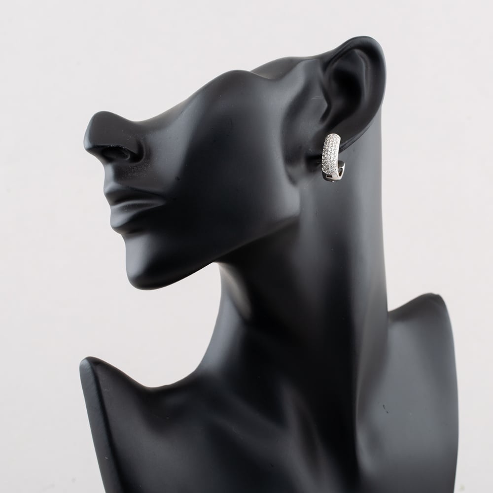 Pre-Owned 18ct White Gold 17.8mm 1.25ct Brilliant Cut Diamond Pave Set Hoop Earrings 41174759