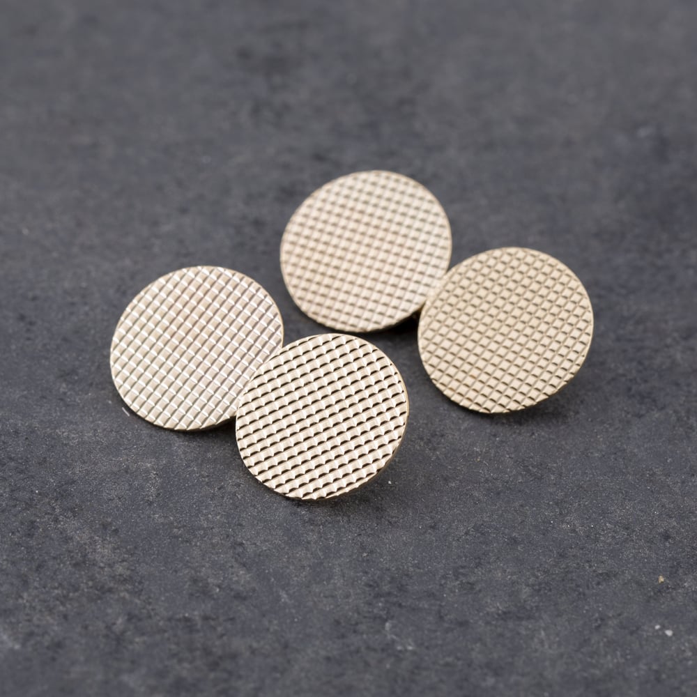 Pre-Owned Vintage 9ct Yellow Gold Round Patterned Bar Link Cufflinks 41191027