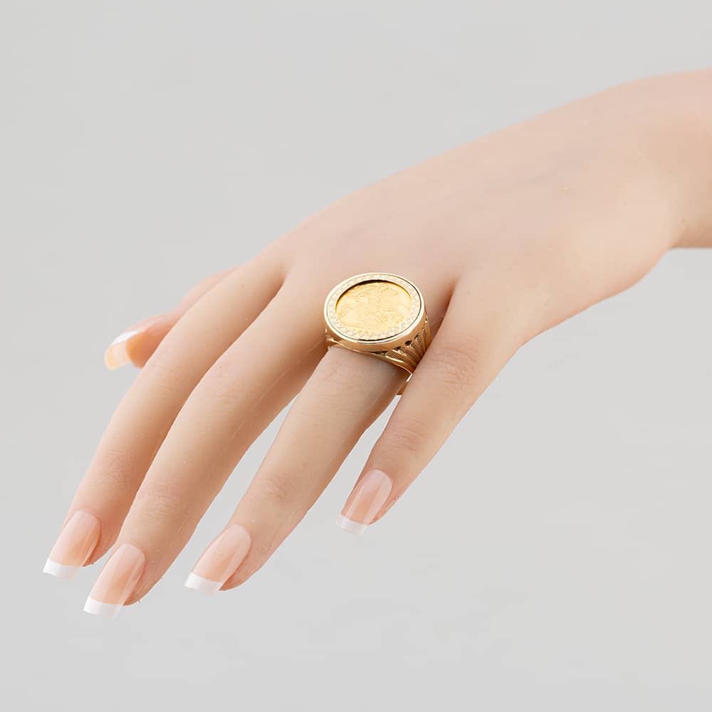 Pre-Owned 9ct Yellow Gold 1980 Half Sovereign Coin Ring 41201101BND