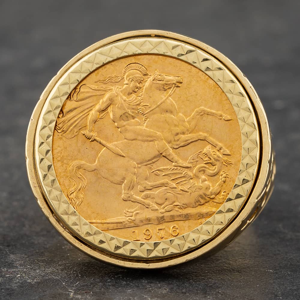 Pre-Owned 9ct Yellow Gold 1976 Full Sovereign Coin Ring 41201103BND