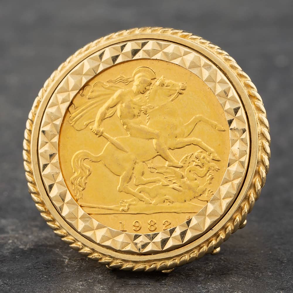 Pre-Owned 9ct Yellow Gold 1982 Half Sovereign Coin Ring 41201107BND