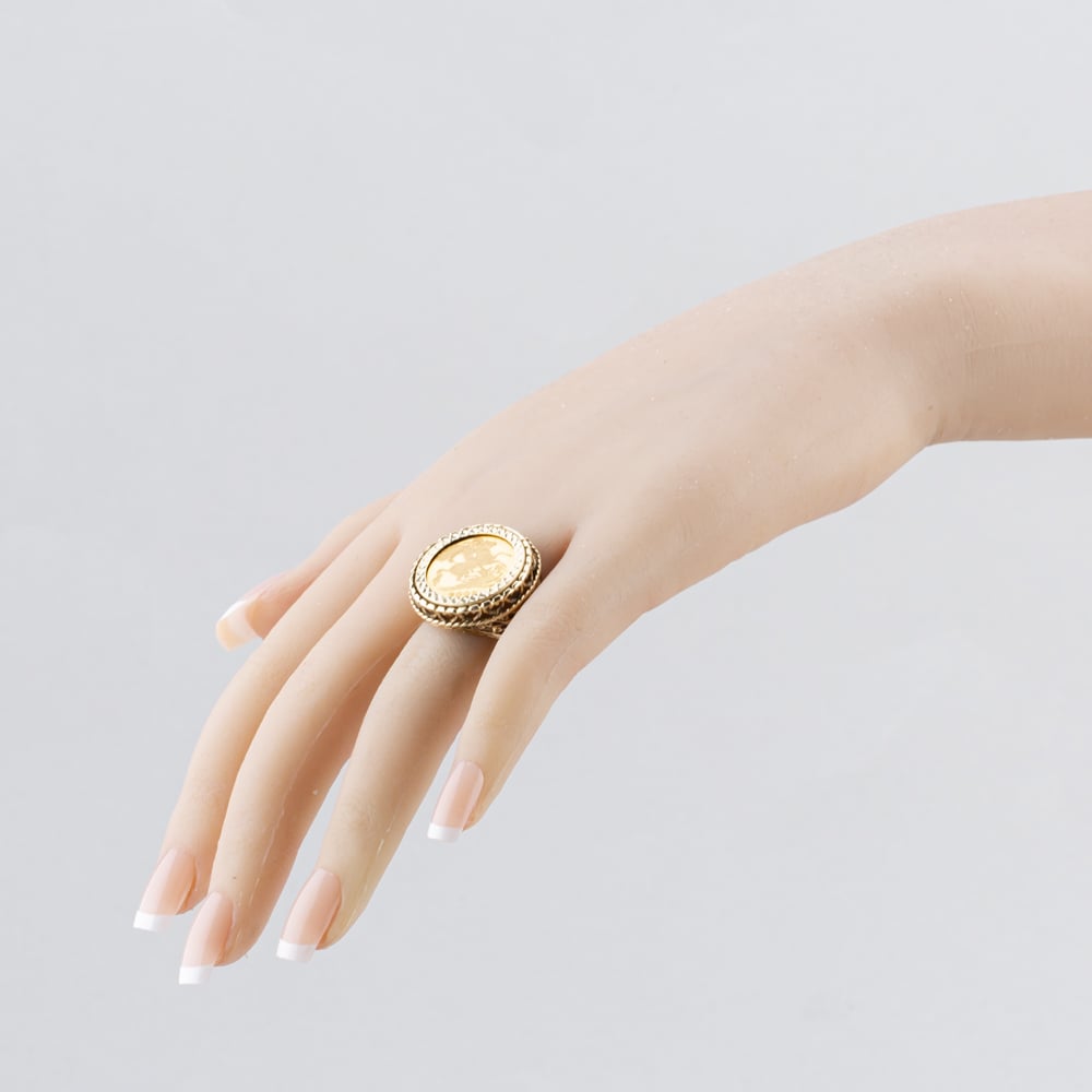 Pre-Owned 9ct Yellow Gold 2009 Queen Elizabeth II Half Sovereign Coin Ring 41201264BND