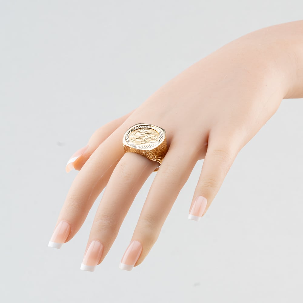 Pre-Owned 9ct Yellow Gold Edward VII 1902 Half Sovereign Coin Ring 41201281BND