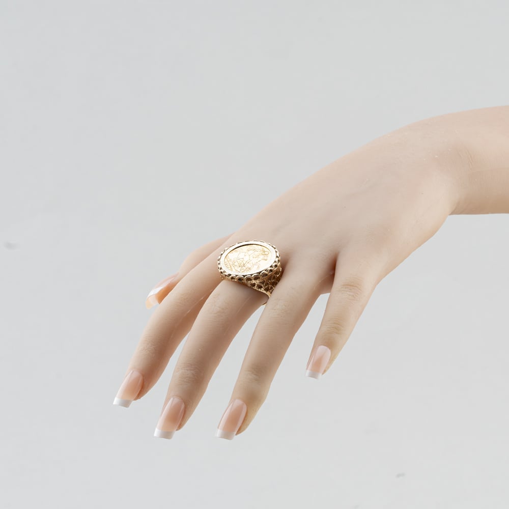 Pre-Owned 9ct Yellow Gold George V 1915 Full Sovereign Coin Ring 41201287BND