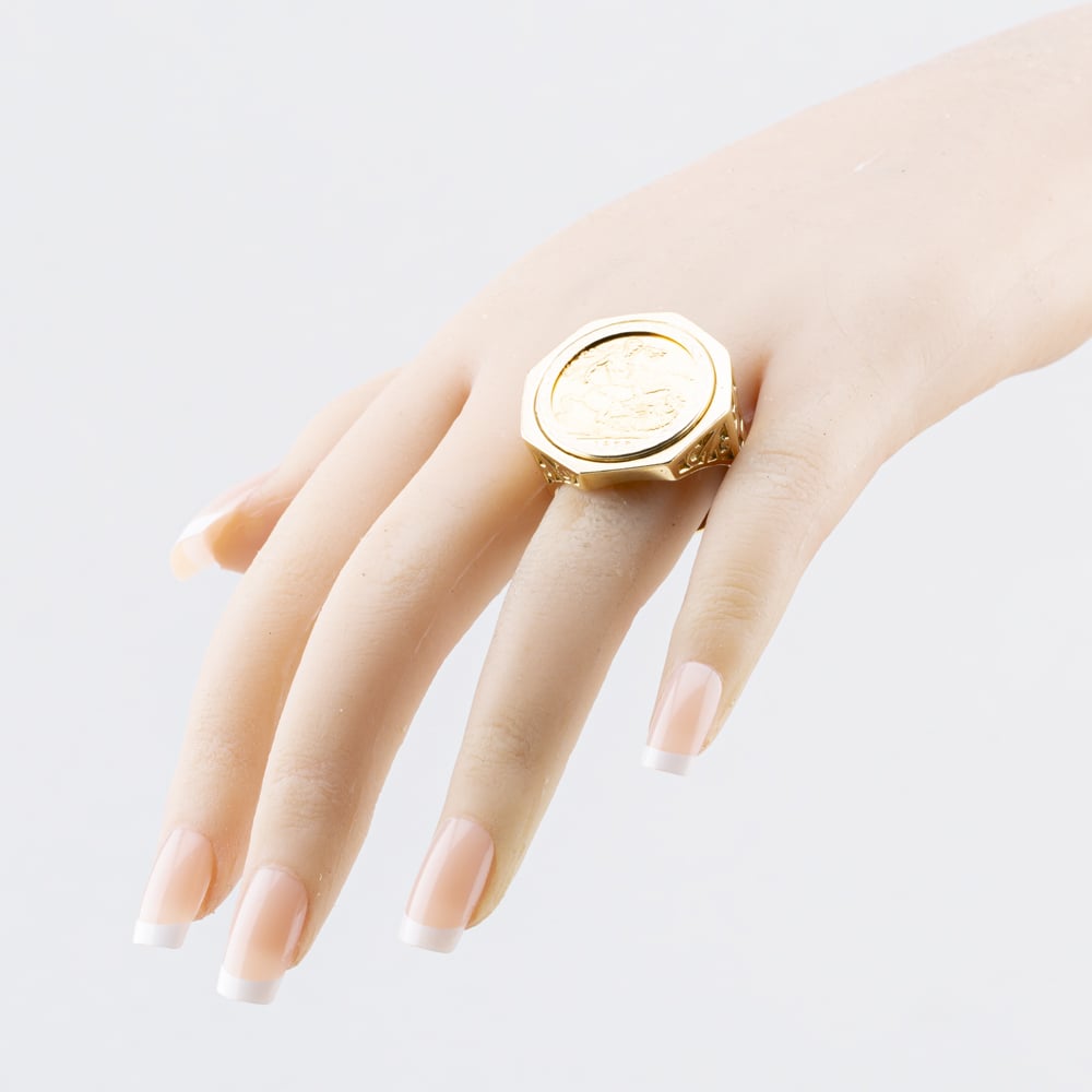Pre-Owned Yellow Gold 1976 Full Sovereign Coin Ring 41201295