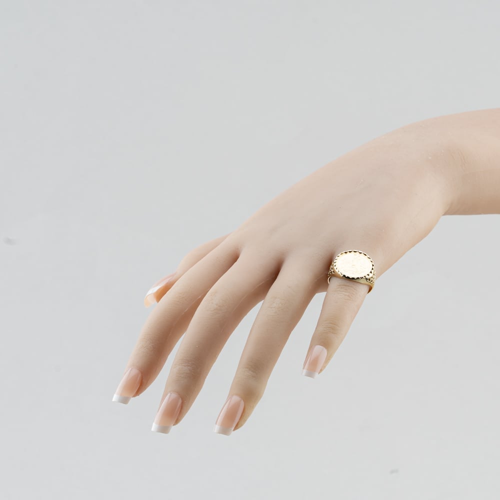 Pre-Owned 9ct Yellow Gold 1989 1/20 oz Isle Of Man Angel Coin Ring 41201307