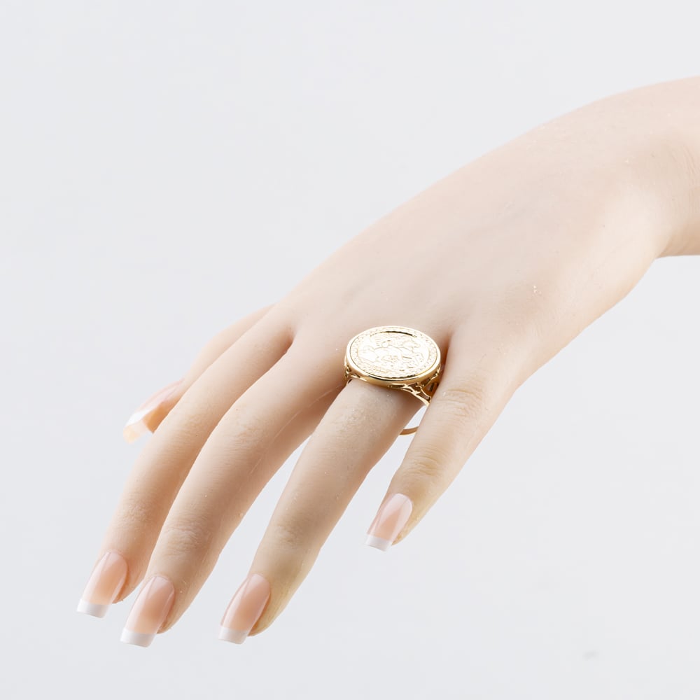 Pre-Owned 9ct Yellow Gold St George Coin Ring 41201308