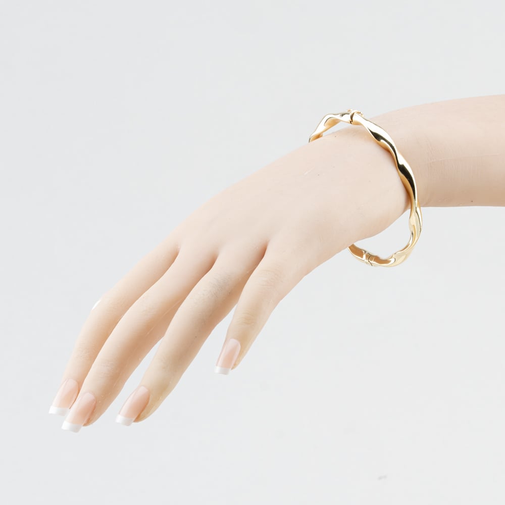 Pre-Owned 9ct Yellow Gold Twist Hinged Bangle 41211467