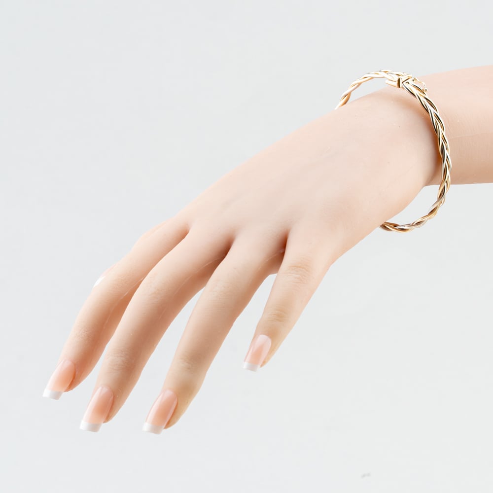 Pre-Owned 9ct Two Colour Gold Woven Hinged Bangle 41211474