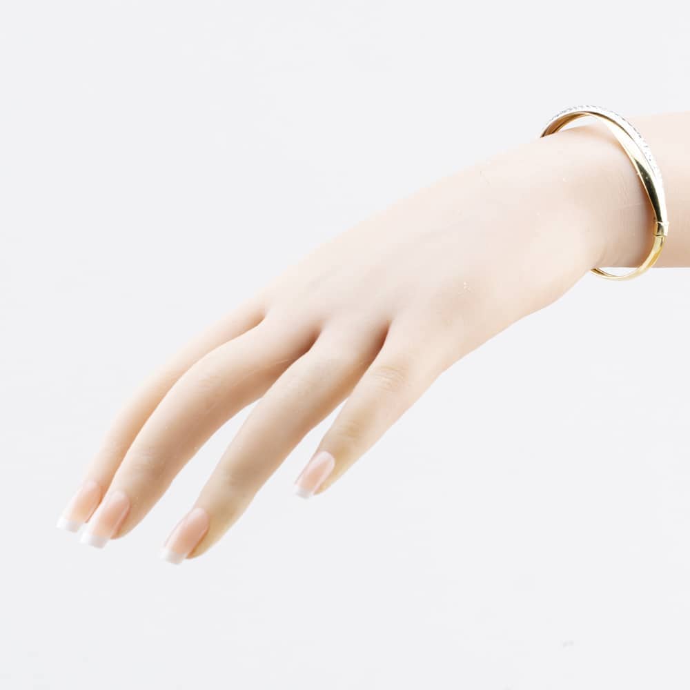 Pre-Owned 9ct Two Colour Gold Crossover Hinged Bangle 41211481