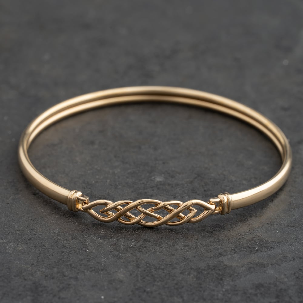 Pre-Owned 9ct Yellow Gold Celtic Hinged Bangle 41211485