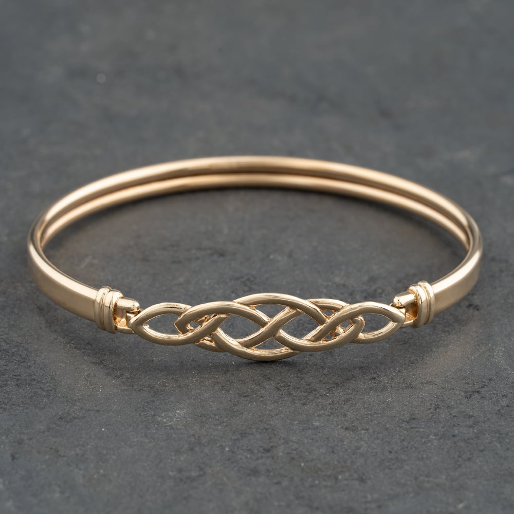 Pre-Owned 9ct Yellow Gold Celtic Hinged Bangle 41211491
