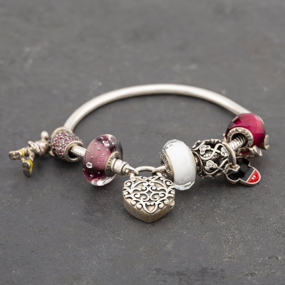 Product photograph of Pre-owned Silver Multi Stone Pandora Disney 19cm Charm Bracelet 41221370 from The Jewel Hut