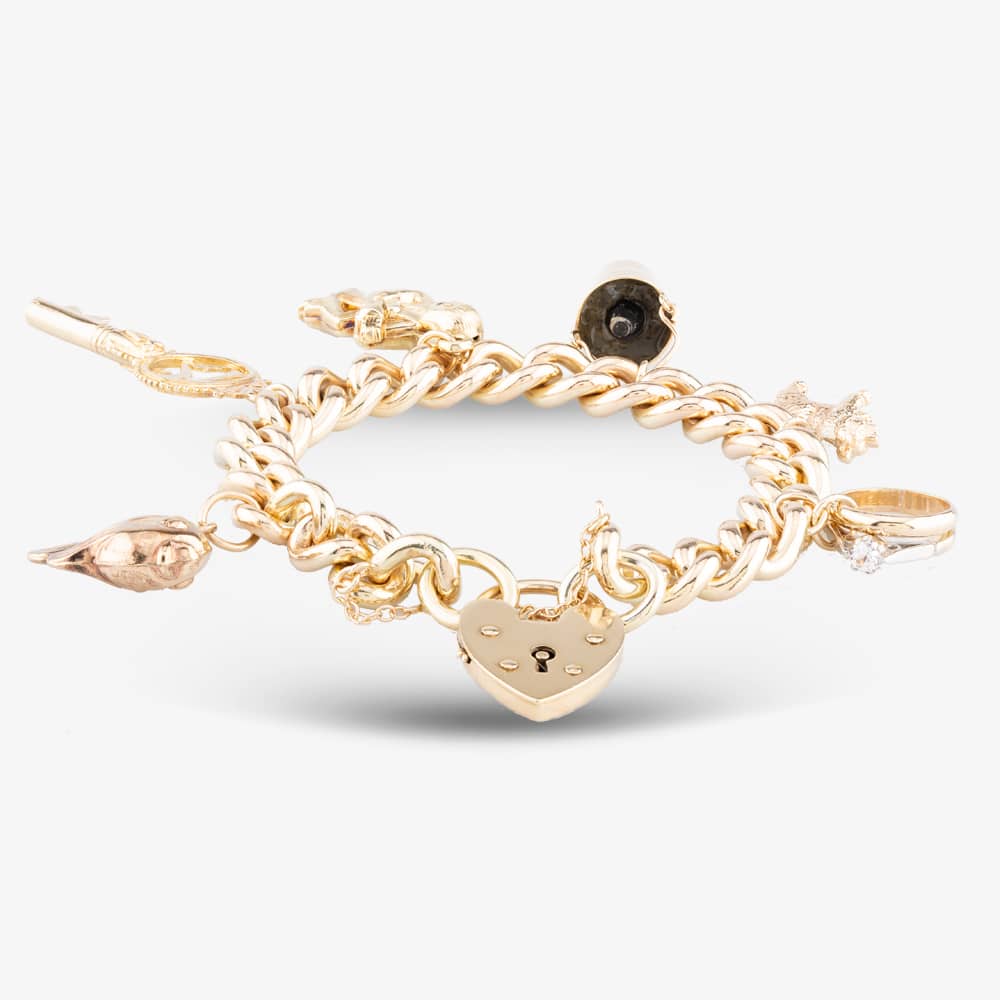 Product photograph of Pre-owned 9ct Yellow Gold Curb Charm Bracelet 4123043 from The Jewel Hut